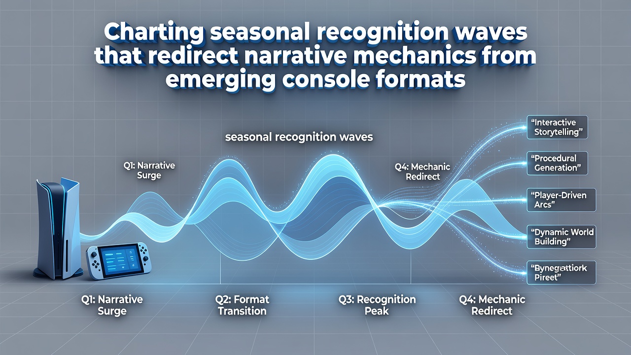 Diagram showing narrative mechanics flowing from console awards to mobile competitive rankings