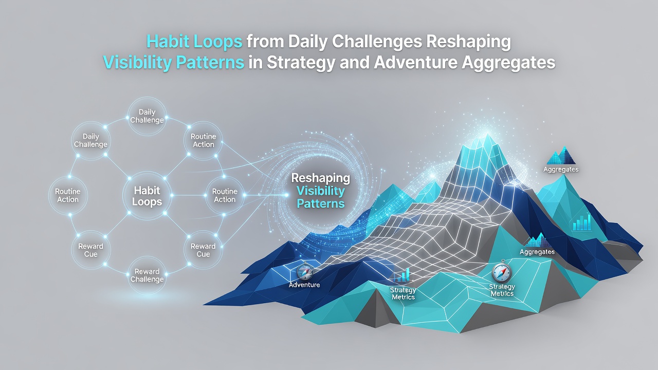 Diagram showing habit loop cycles triggered by daily challenges in strategy and adventure games