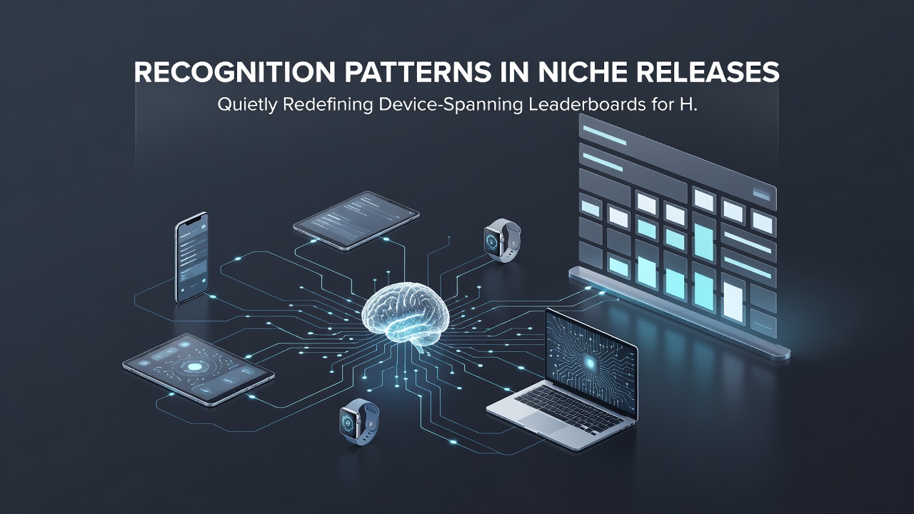 Data visualizations of hybrid action game performance across different device leaderboards following award cycles