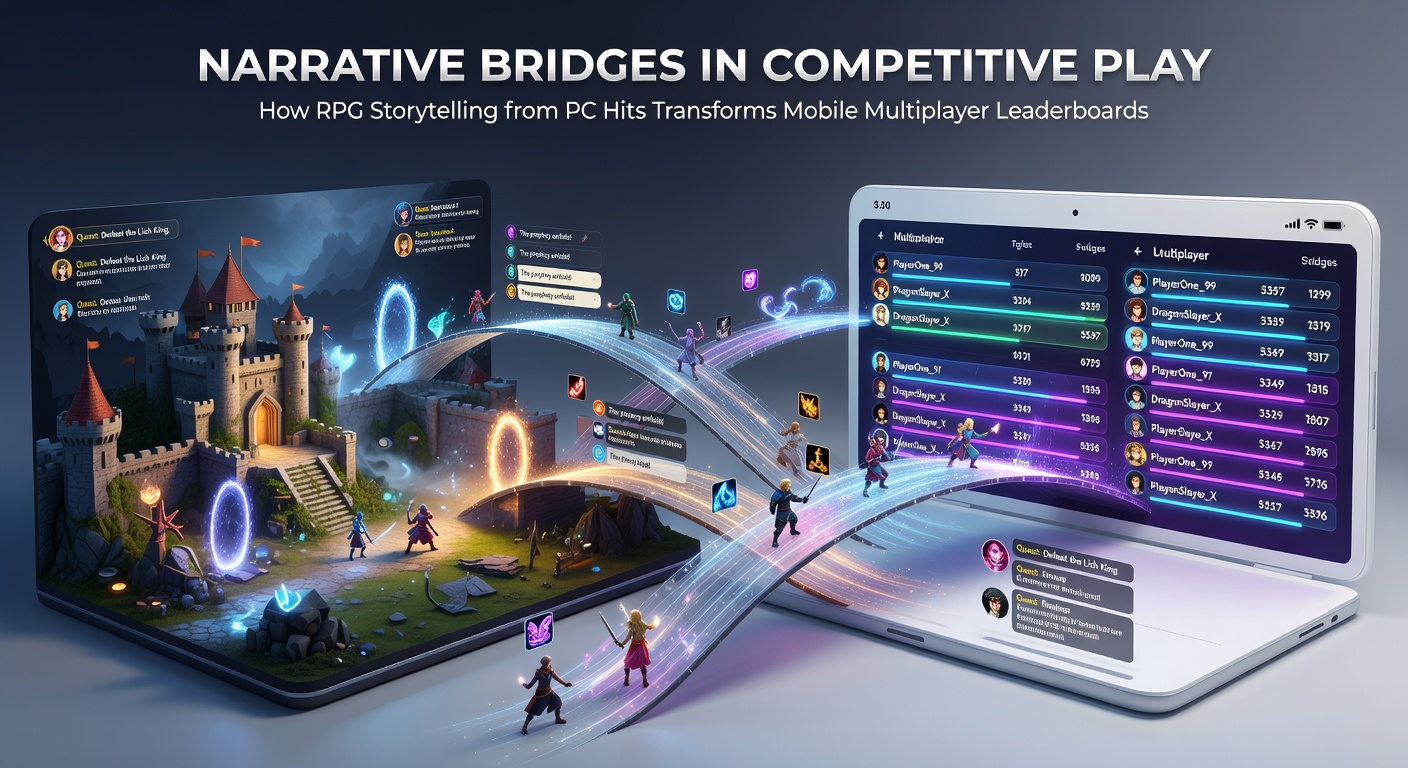 Mobile players engaging with narrative-driven quests that influence competitive rankings in a multiplayer leaderboard interface