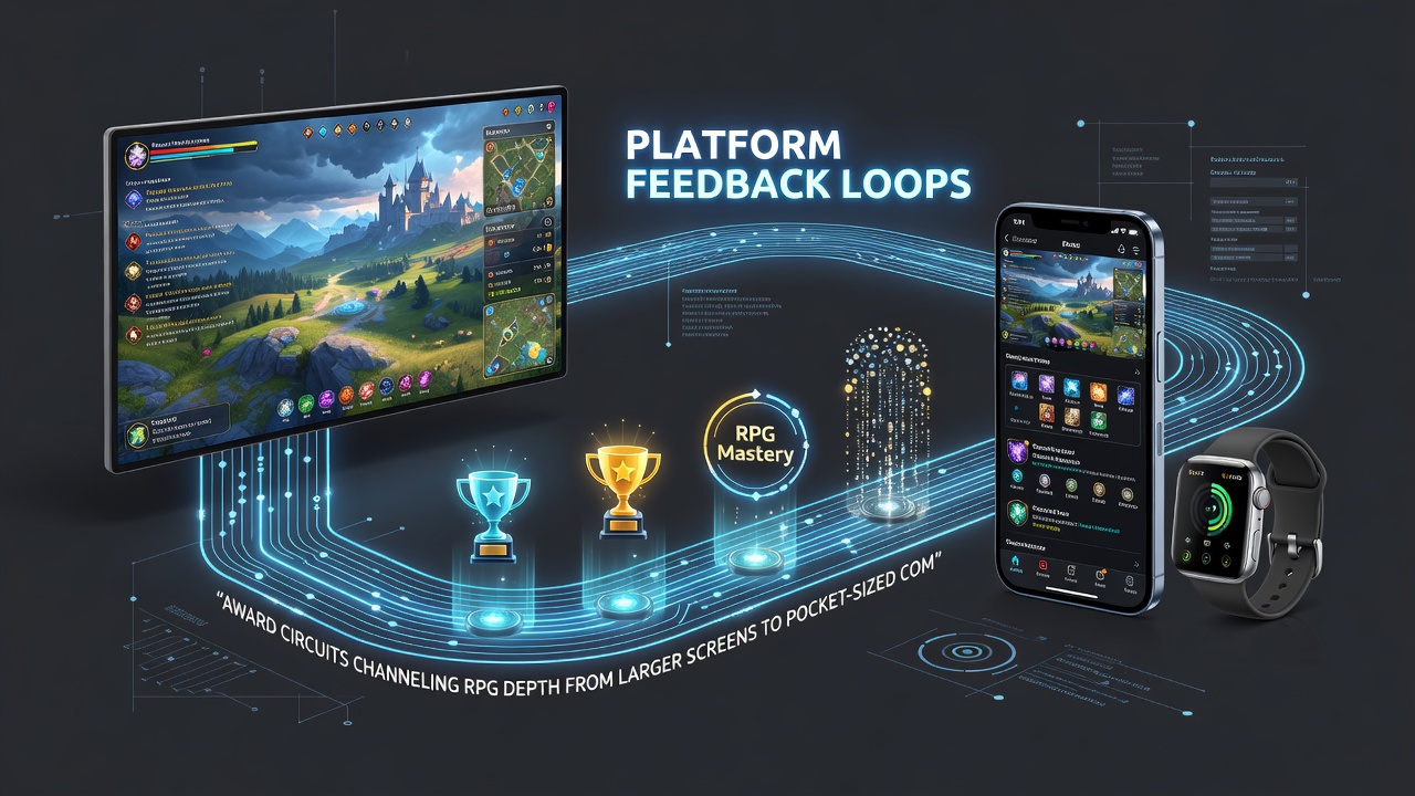 Mobile players engaging with competitive ranking screens showing RPG progression elements