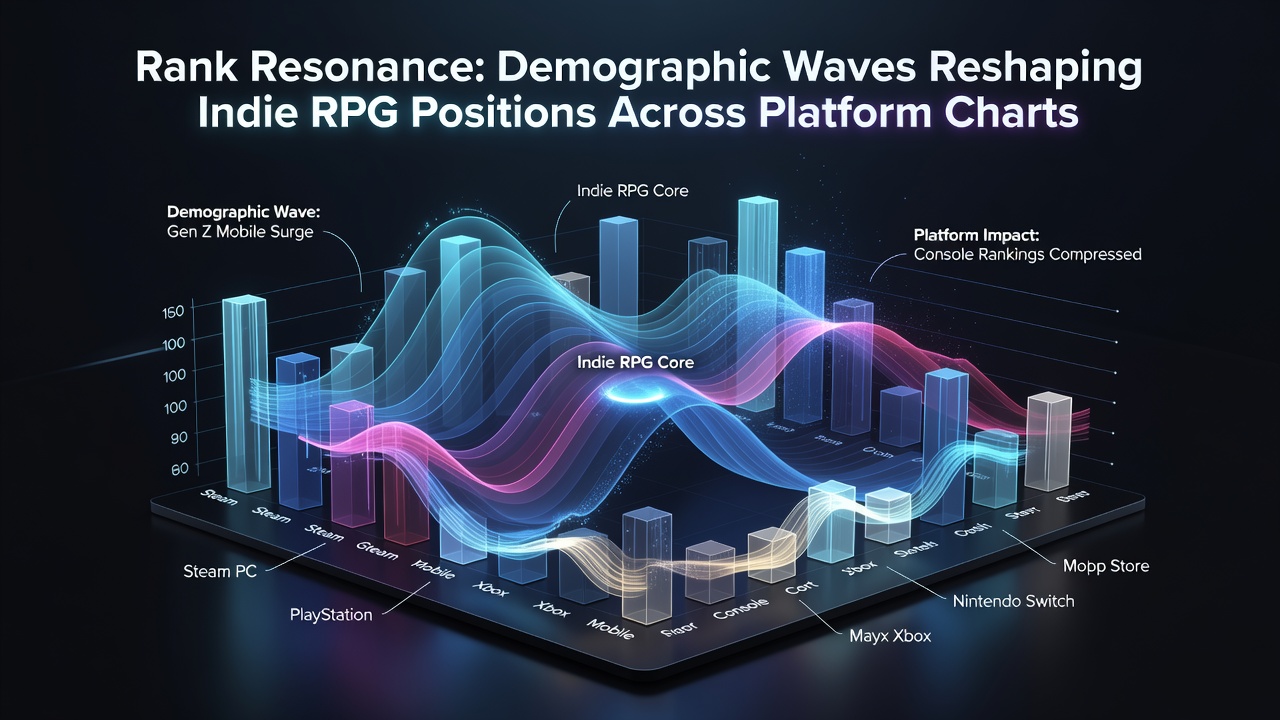 Indie RPG titles appearing at varied positions on platform-specific ranking charts